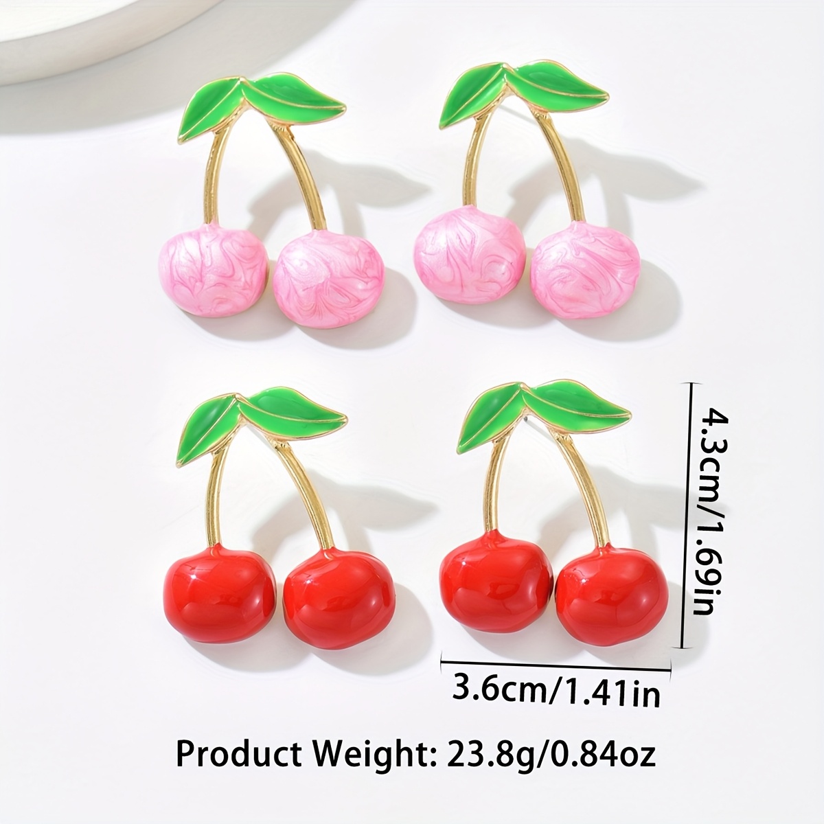 Cherry Drop Earrings 316 Stainless Steel Golden Tone